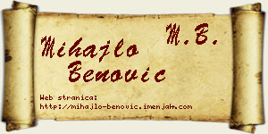 Mihajlo Benović vizit kartica
